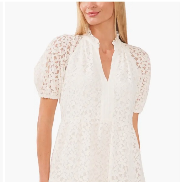 CeCe puff sleeve babydoll lace mini dress size PL - Picture 12 of 13